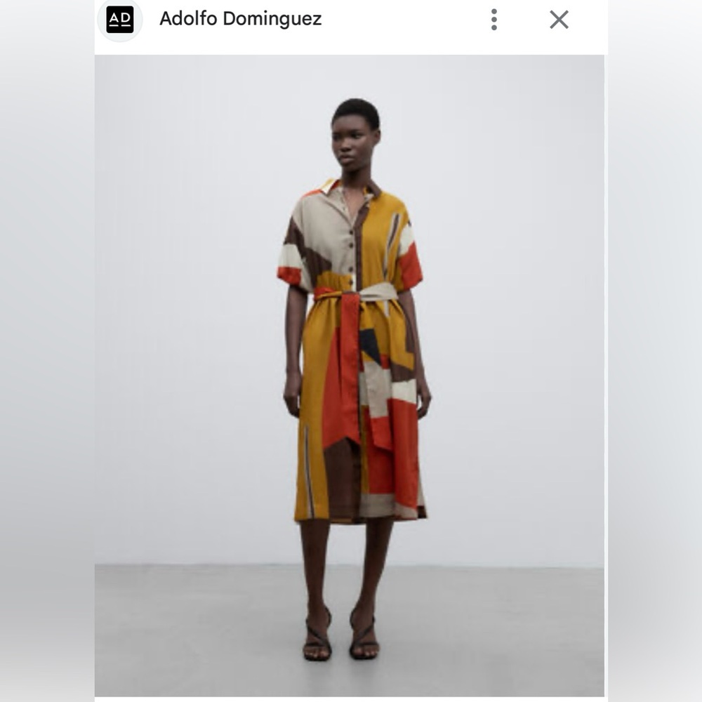Adolfo Dominguez cotton shirtdress dress with slip in L